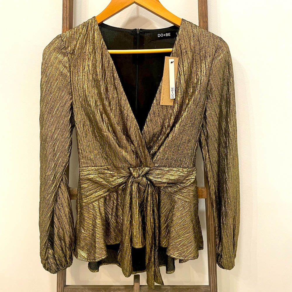 Gold Metallic Do Be Long Sleeve Shirt